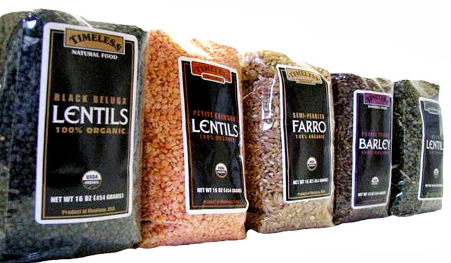 Timeless Natural Food Organic Black Beluga Lentils packaging - Grown in USA