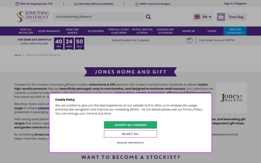 Jones Home and Gift official trade website and giftware catalog