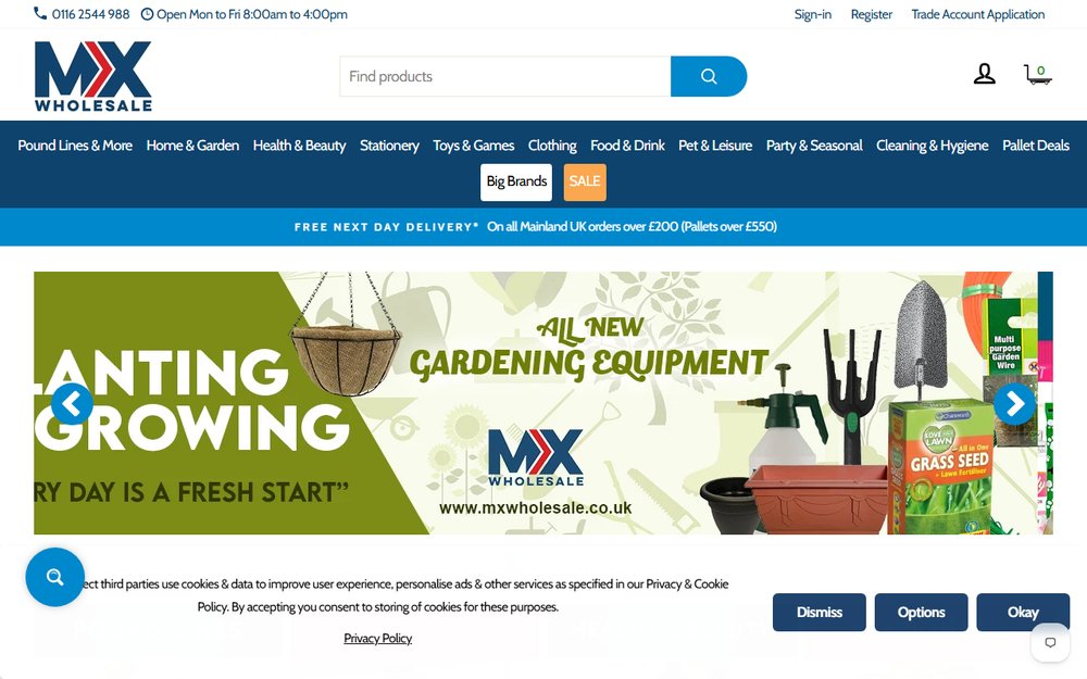 MX Wholesale official website and discount trade merchandise catalog