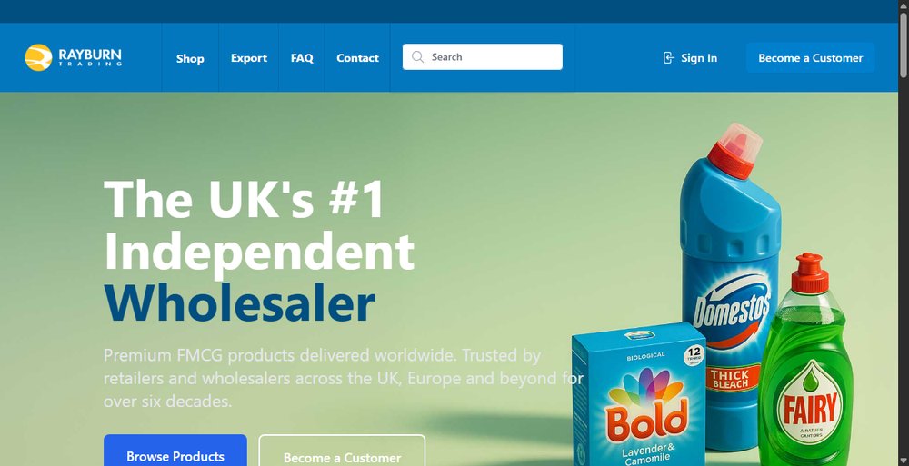 Rayburn Trading official website and Manchester wholesale cash and carry catalog