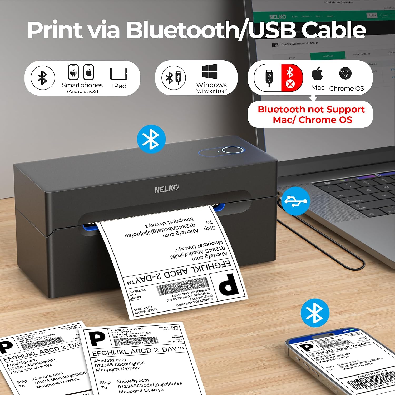 Nelko PL70E Bluetooth label printer