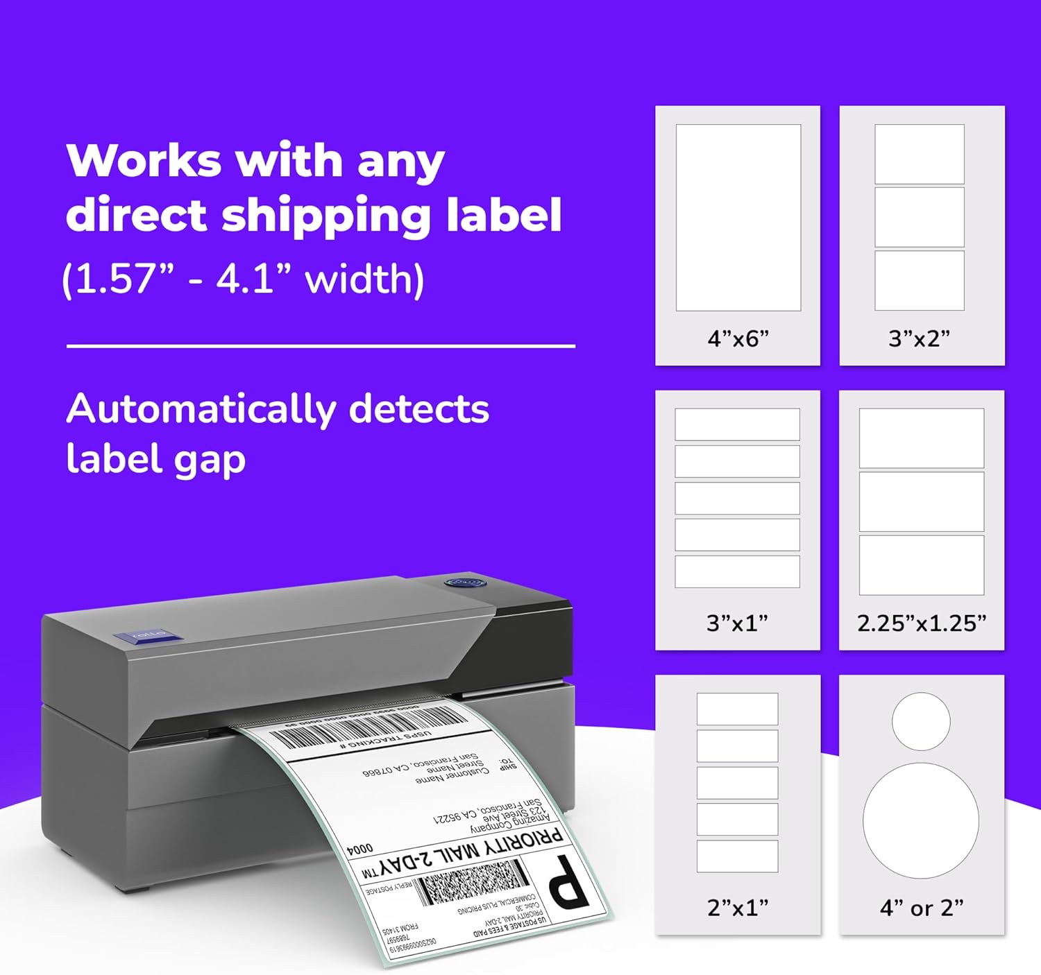 Rollo commercial grade thermal shipping label printer features