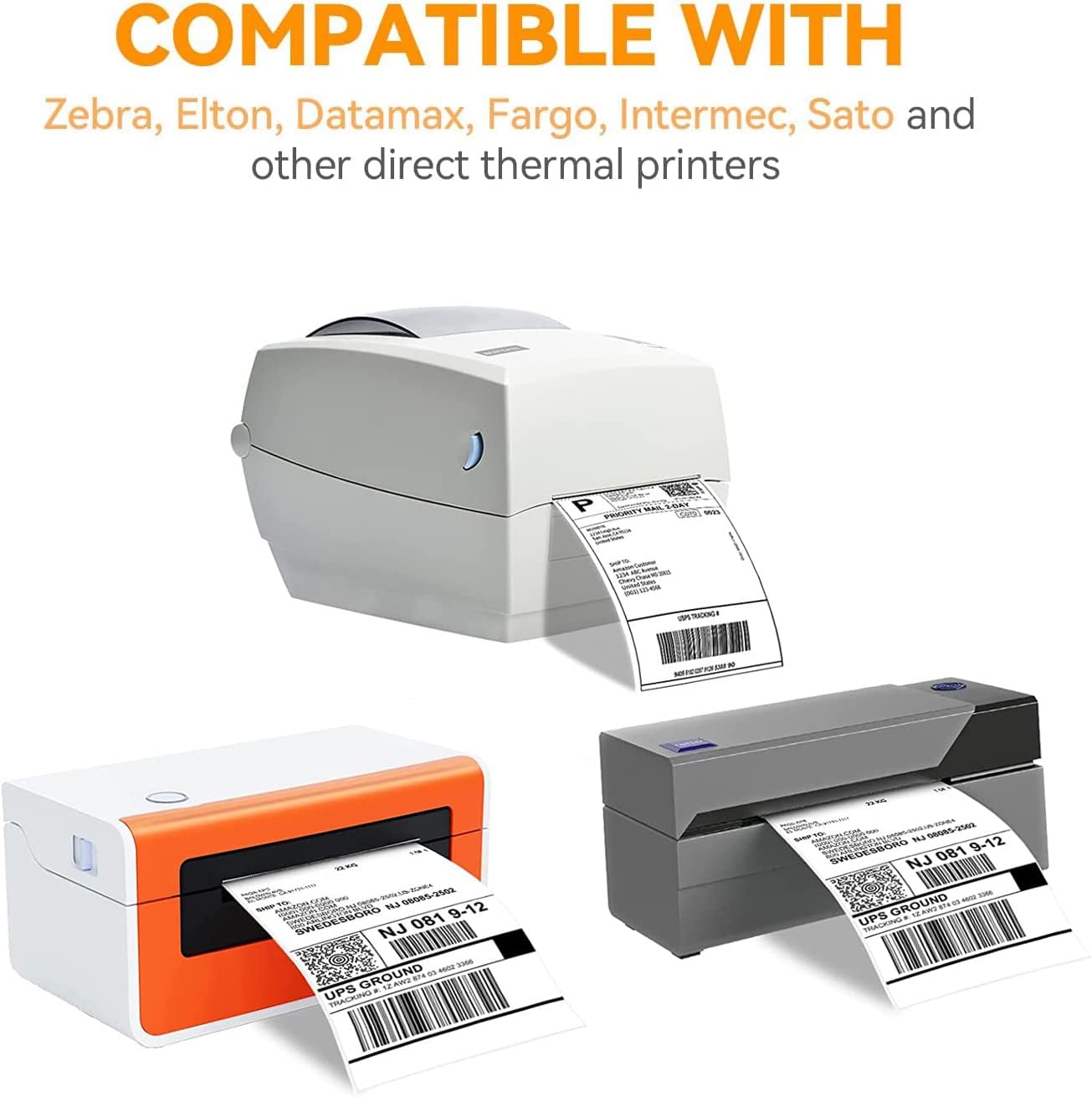 Universal 4x6 thermal labels compatible with UPS FedEx USPS Amazon and Shopify