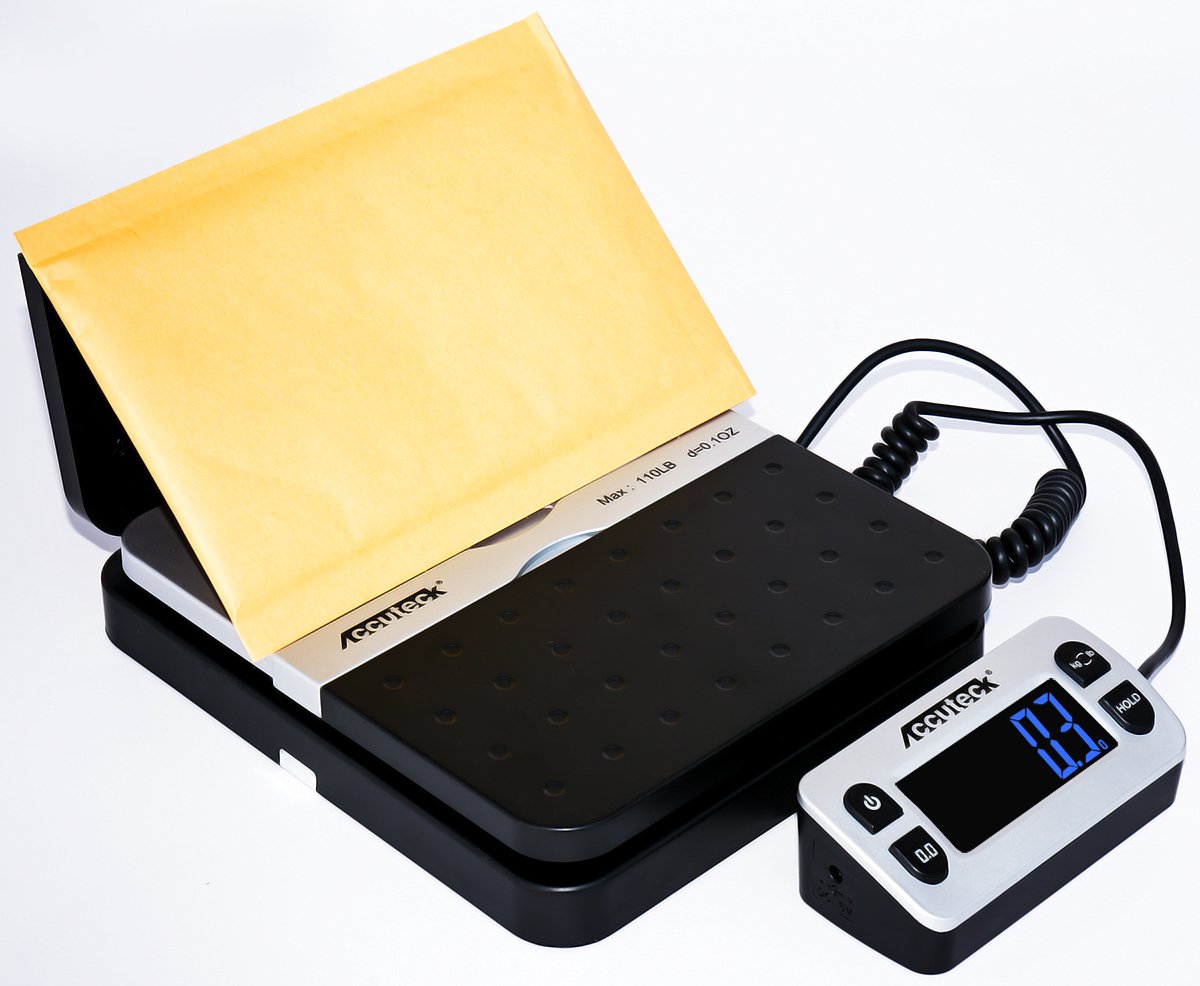 Accuteck ShipPro postal scale USB cable AC adapter and battery power options