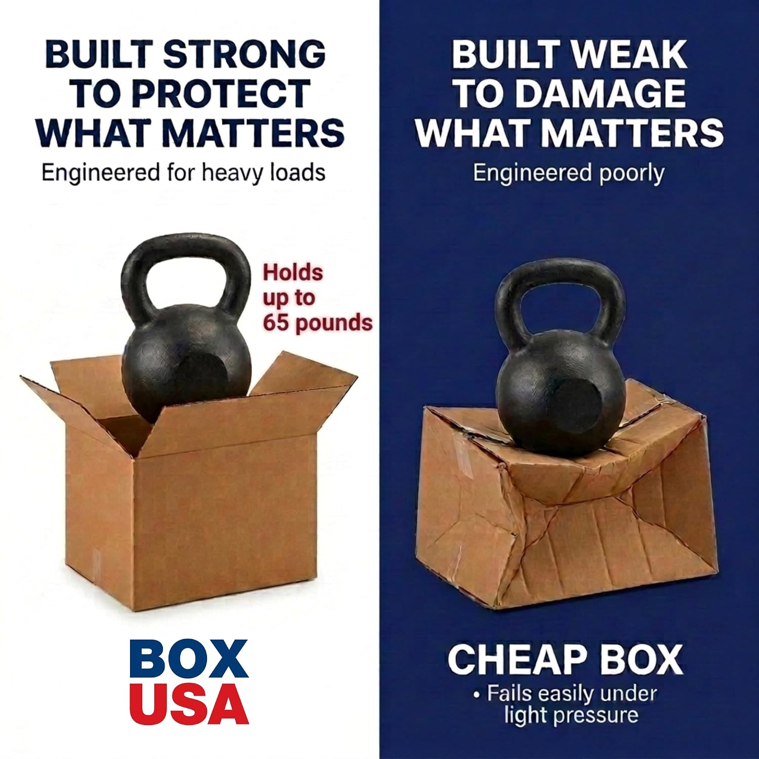 BOX USA corrugated shipping boxes fold together quickly in seconds for packing