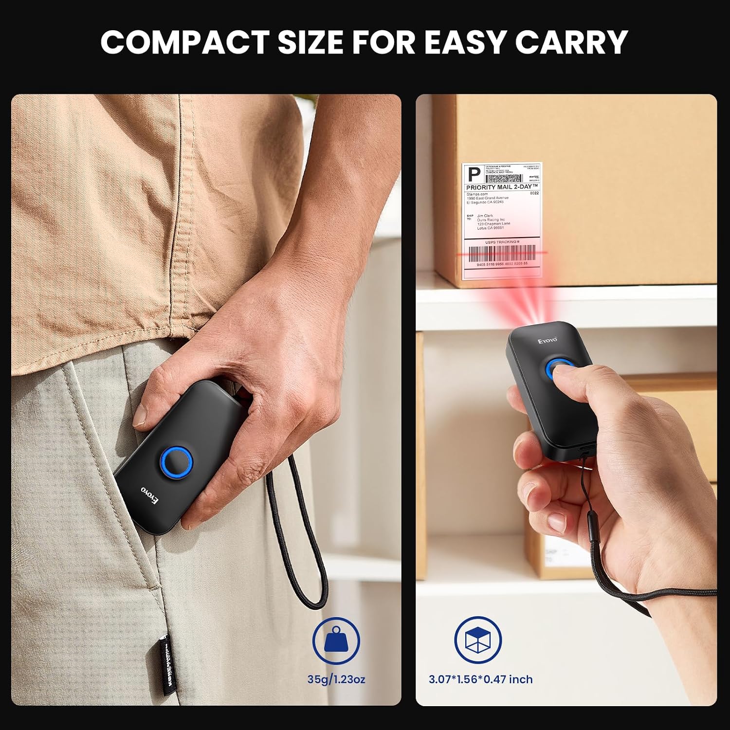 Eyoyo Bluetooth barcode scanner 3 connection modes bluetooth 2.4g wireless and usb