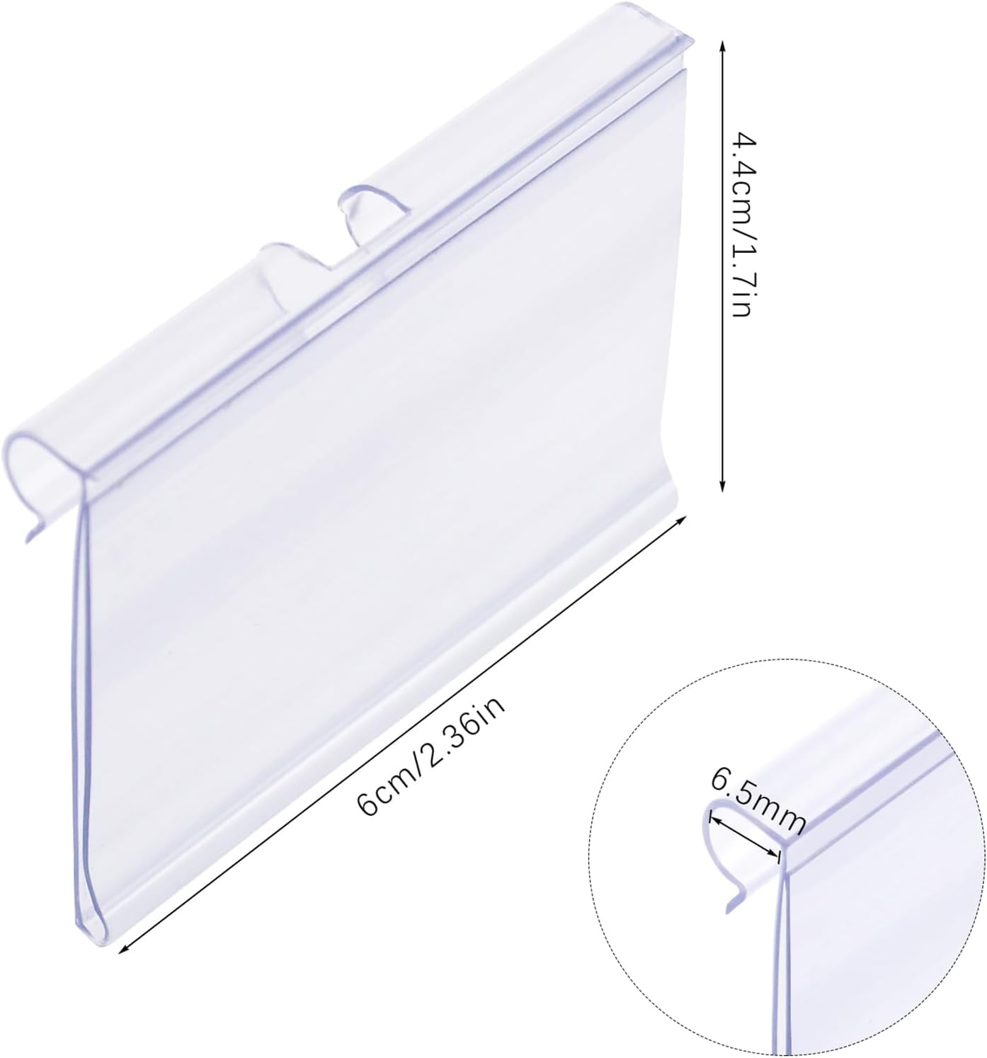 Snap on clip design firmly locks onto wire shelving and plastic storage baskets