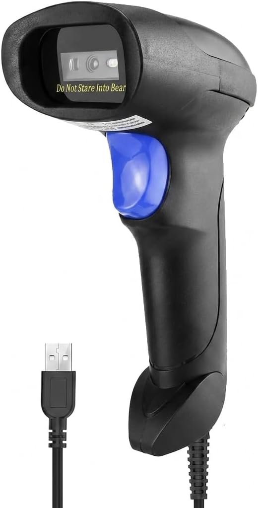NetumScan handheld USB 1D wired barcode scanner with ergonomic grip