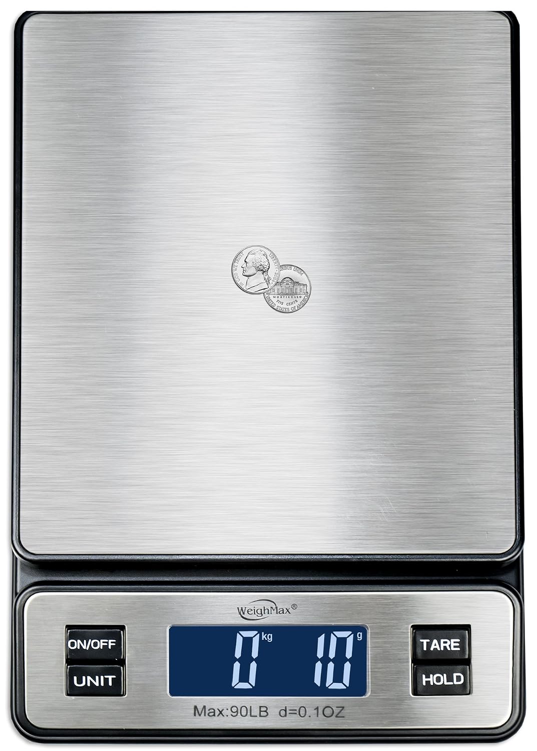Weighmax W-2809 shipping scale with included AC adapter and battery power